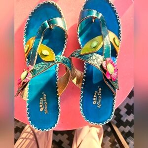 Colorful Floral Sandals Minor Flaws As Seen